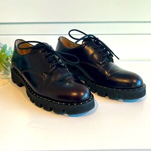 Colisee Paris Patent Leather Dark Brown Burgundy Lace Up Studded Shoes